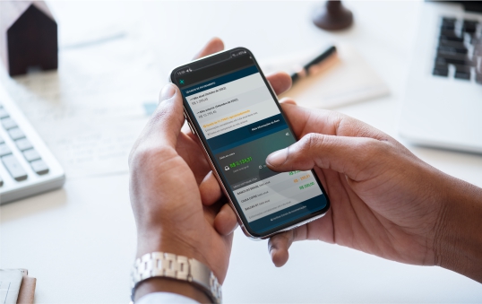 Painel de controle mobile do Midas ERP