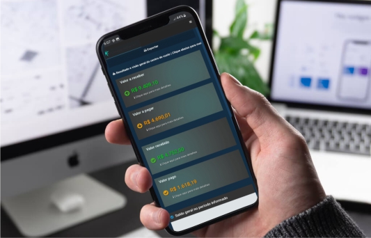 Centro de custos no app do Midas ERP